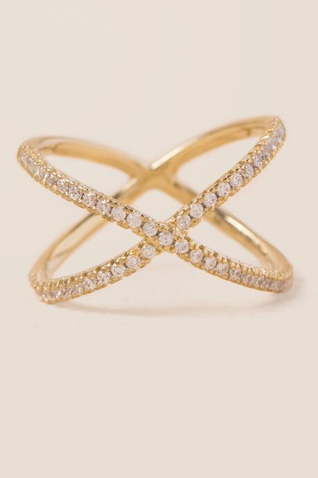 Francesca's Lola X Cubic Zirconia Ring - Gold