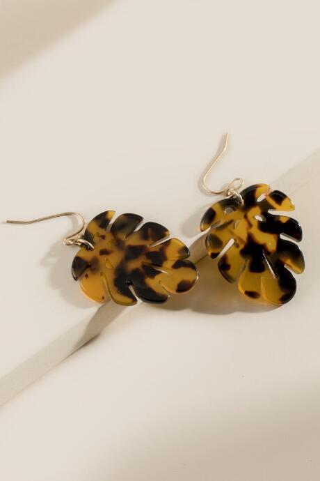 Francesca's Candice Tortoise Palm Earrings - Amber