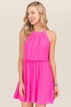 Francesca's Lush Flawless Solid Dress - Neon Pink