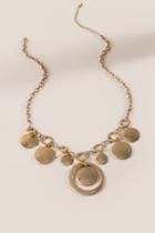 Francesca's Gabriela Worn Medallion Statement Necklace - Gold