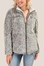 Francesca's Luna Full Zip Wubby Jacket - Dark Olive