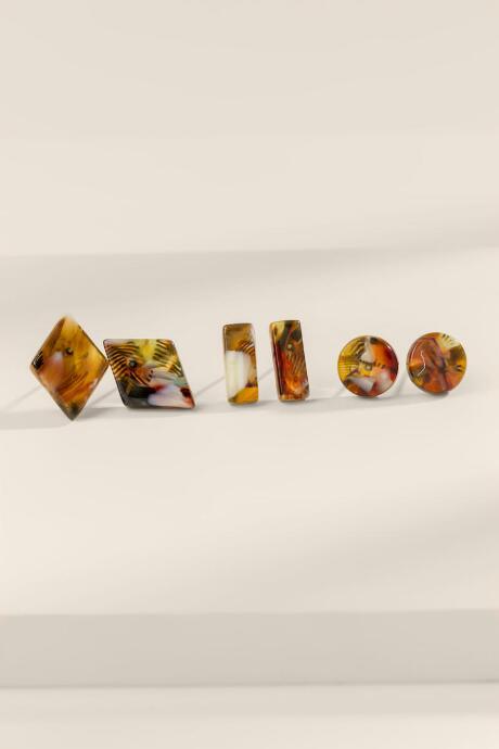 Francesca's Everly Marbled Resin Stud Earrings - Multi