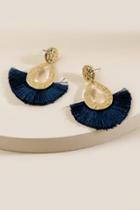Francesca's Maci Teardrop Tassel Earrings - Navy