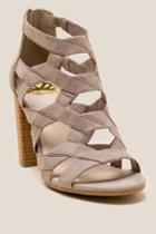 Francesca Inchess Maiden Criss Cross Strap Peep Toe - Taupe