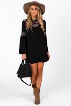 Francesca's Waverly Embroidered Dress - Black