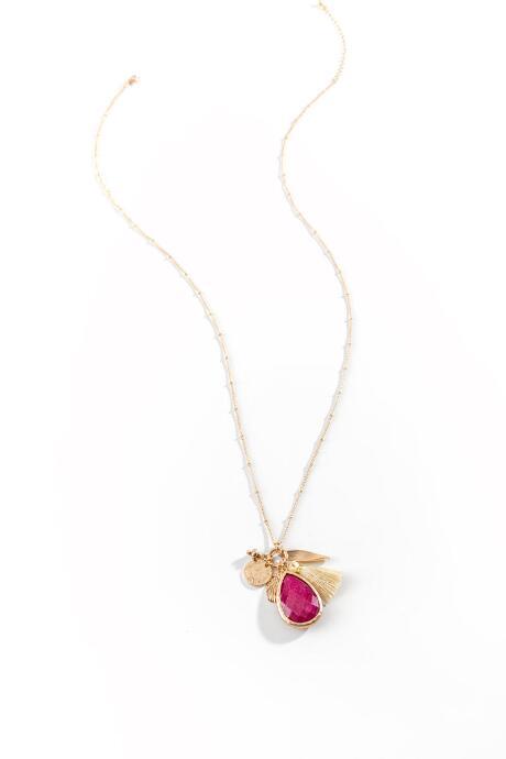 Francesca's Mury Semi Precious Mini Cluster Necklace - Berry