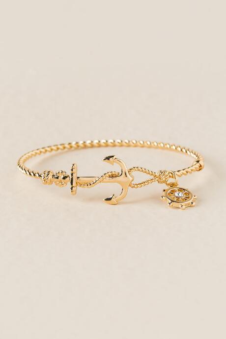 Francesca's Caspian Anchor Bangle - Gold