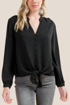 Francesca Inchess Roxi Button Down Tie Front Blouse - Black