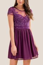 Francesca's Sophie Beaded Sweetheart Dress - Purple