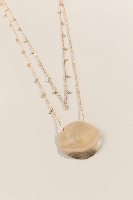 Francesca's Nella Worn Medallion Layered Necklace - Gold