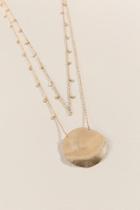 Francesca's Nella Worn Medallion Layered Necklace - Gold