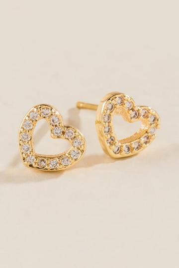 Francesca Inchess Juliet Crystal Heart Studs - Crystal
