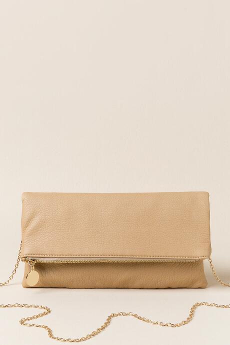 Francesca's Leanna Flapover Crossbody Clutch - Ivory