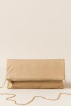 Francesca's Leanna Flapover Crossbody Clutch - Ivory