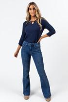 Francesca's Cabella Multi Seam Flare Jeans - Medium Wash
