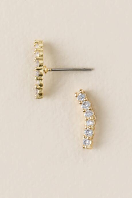 Francesca's Audra Curved Bar Stud Earring - Crystal