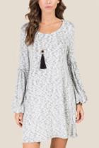 Alya Greta Poet Sleeve Hacci Knit Dress - Gray