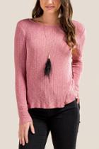 Francesca's Sammi Crochet Shoulder Tee - Rose
