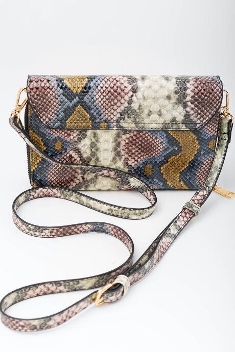 Francesca's Deb Snake Zip Around Wallet - Rose