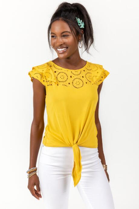 Francesca's Sara Crochet Blouse - Marigold