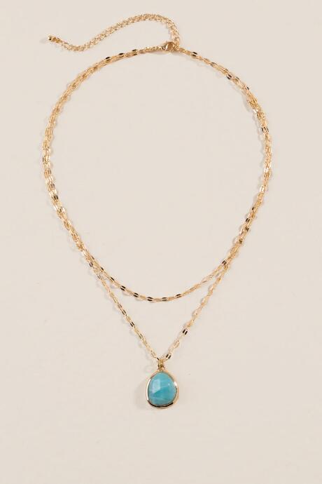 Francesca's Jasmine Layered Pendant Necklace - Teal