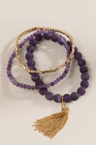 Francesca's Melanie Semi Precious Bracelet Set - Purple