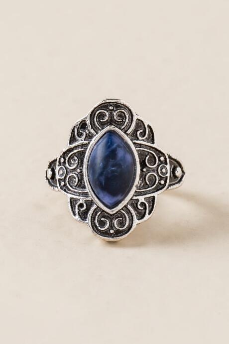 Francesca Inchess Skylar Lapis Stone Ring - Silver