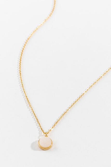 Francesca's Lindy Circle Druzy Necklace - White