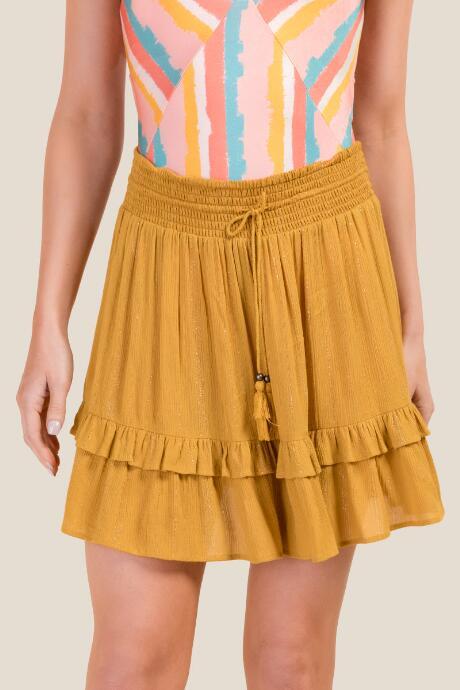 Francesca's Kya Ruffled Cover-up Shorts - Mustard