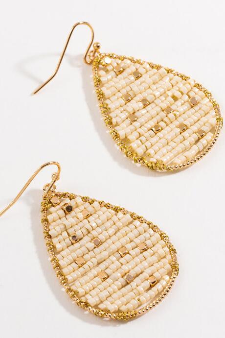 Francesca's Bethanie Beaded Teardrop Earrings - Ivory
