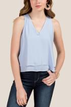 Francesca Inchess Linden V-neck Double Layer Sleeveless Tank - Light Blue