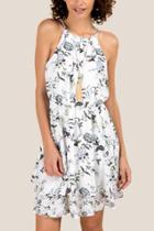 Francesca's Betsy Gather Floral Twin Print A-line Dress - White