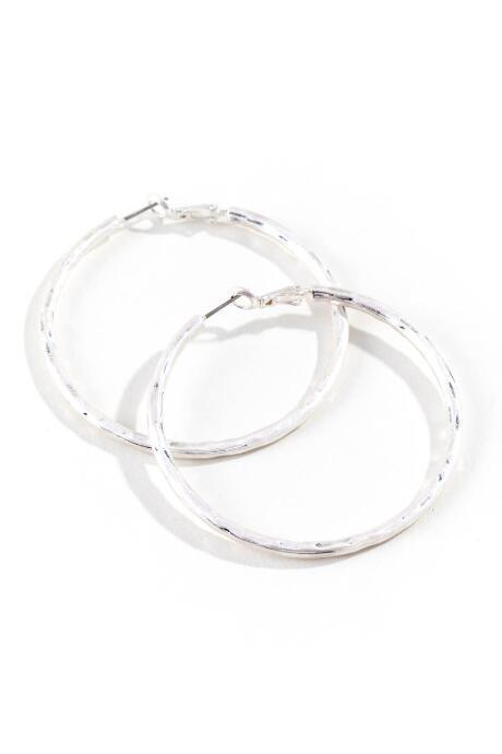 Francesca's Zahra Worn Metal Hoops - Silver