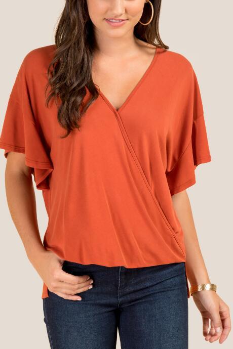 Francesca Inchess Avery Surplus Ruffle Sleeve Knit Top - Cinnamon