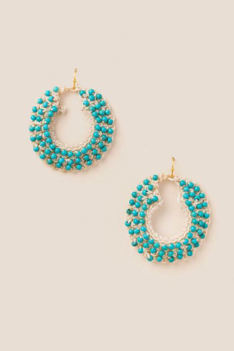 Francesca's Belize Woven Bead Hoop Earring - Turquoise