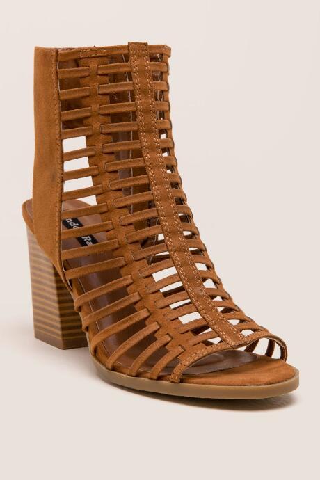 Francesca Inchess Annie Caged Block Heel - Tan