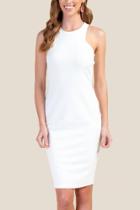 Francesca's Justine Ponte Bodycon Dress - White