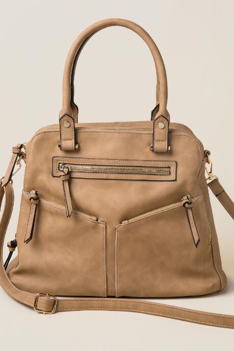 Francescas Kimberlee Double Pocket Satchel - Tan
