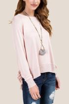 Francesca's Edith Lightweight Side Ruffle Sweater - Blush