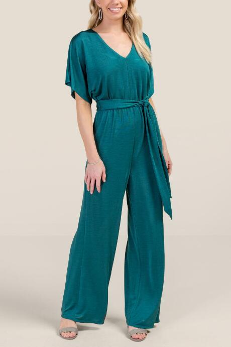 Francesca's Lola Kimono Sleeve Jumpsuit - Forest