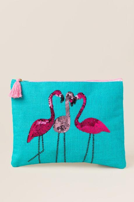 Francesca's Isla Flamingo Pouch - Blue