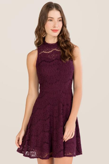 Blue Rain Darcie Lace A-line Dress - Purple