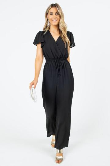 Francesca's Baileigh Godet Jumpsuit - Black