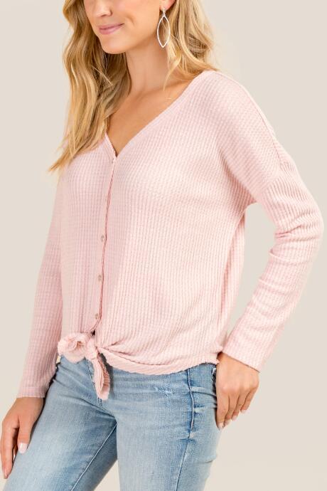 Francesca Inchess Raegan Button Down Tie Front Top - Light Rose