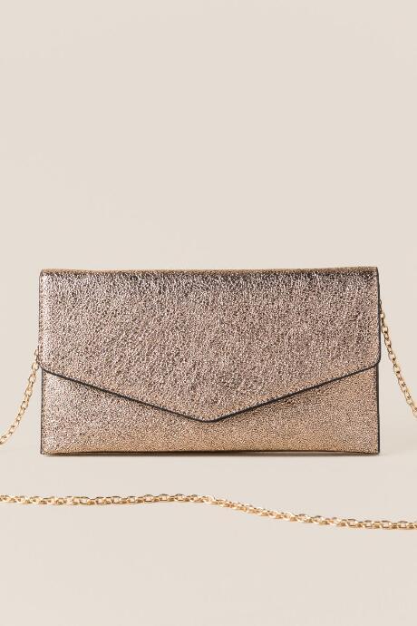 Francesca's Lupita Metallic Clutch - Rose/gold