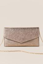 Francesca's Lupita Metallic Clutch - Rose/gold