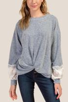 Francesca Inchess Cassie Brushed Lace Insert Tee - Heather Gray