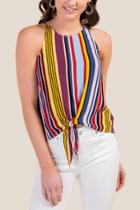 Francesca's Misty Tie Front Tank Top - Multi