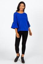 Francesca's Percy Bell Sleeve Blouse - Blue