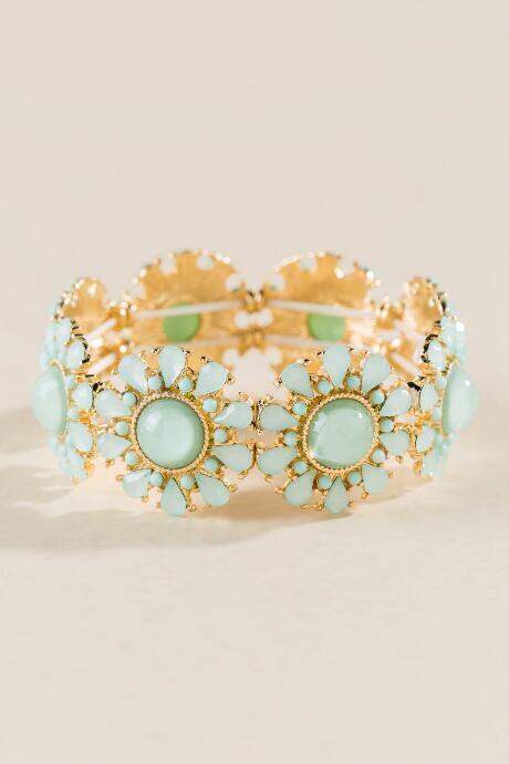 Francesca Inchess Larisa Flower Stretch Bracelet - Mint